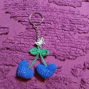 Heart Shaped Cherry Keychain